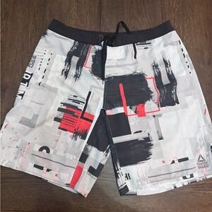 Reebok Men's Graphic Board Shorts - Black, White, and Red